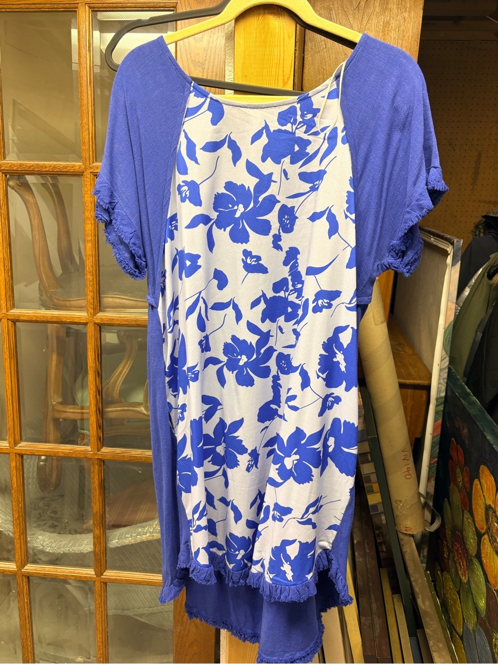 Umgee Blue and White Floral Layered Dress